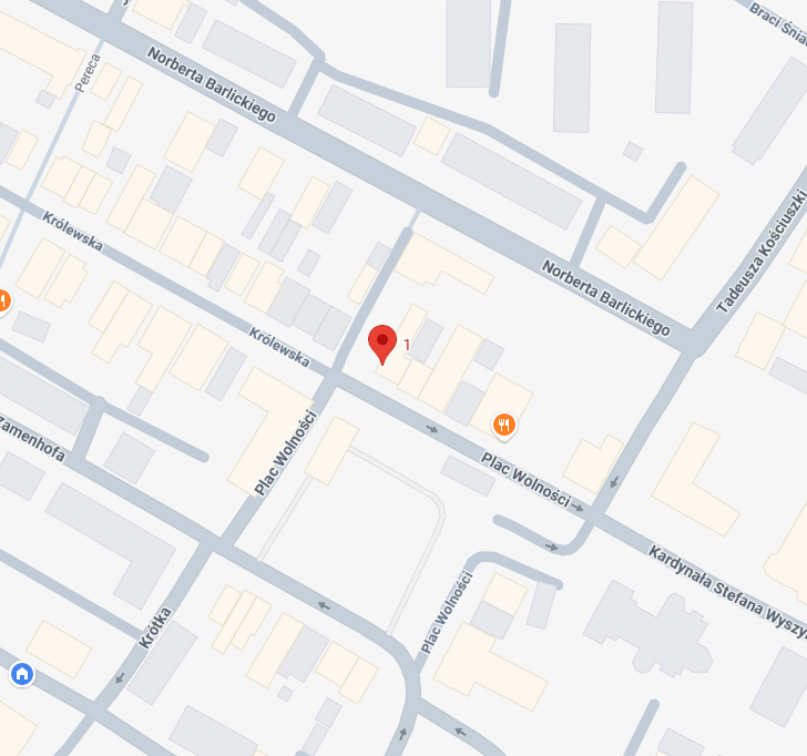 Mapa okolicy gabinetu przy Placu Wolności 1 w Kutnie